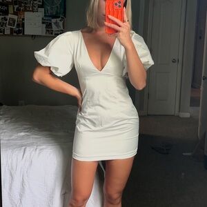 White Puff Sleeve Dress